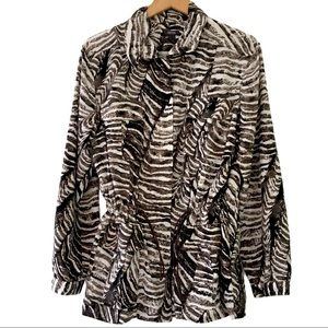 Kenneth Cole Anorak Jacket Lightweight Cinch Waist Zebra Animal Print Women’s L
